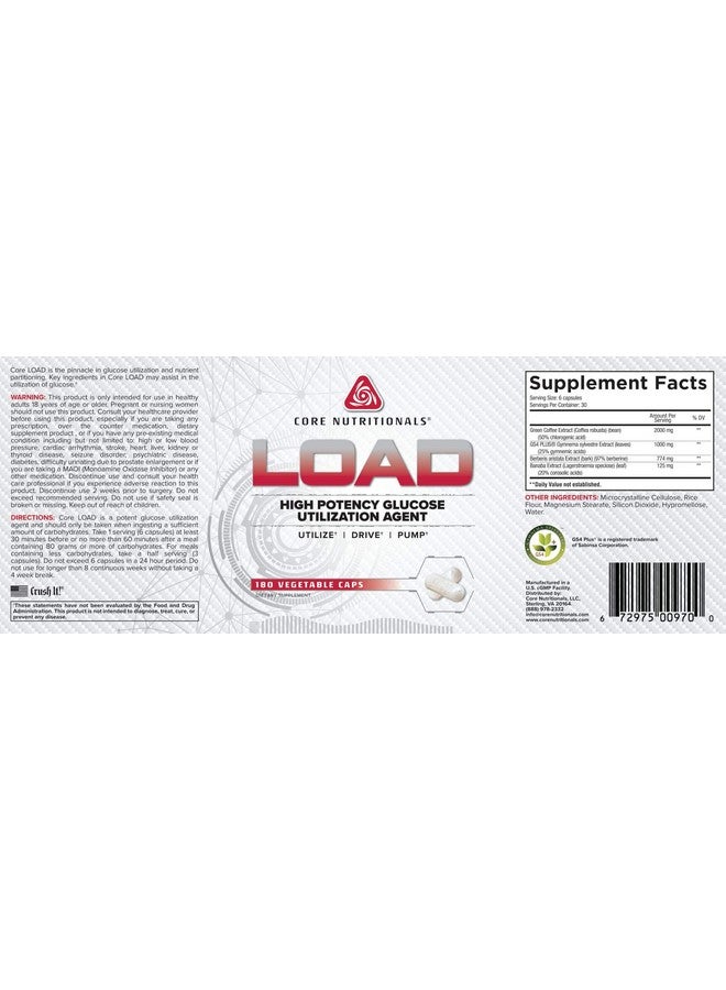 Core Nutritionals لود بلاتينيوم وكيل استخدام الجلوكوز عالي الفعالية مع بيربرين + مستخلص القهوة الخضراء لتعزيز امتصاص الكربوهيدرات والتخلص من الجلوكوز (180 كبسولة) - Image 3
