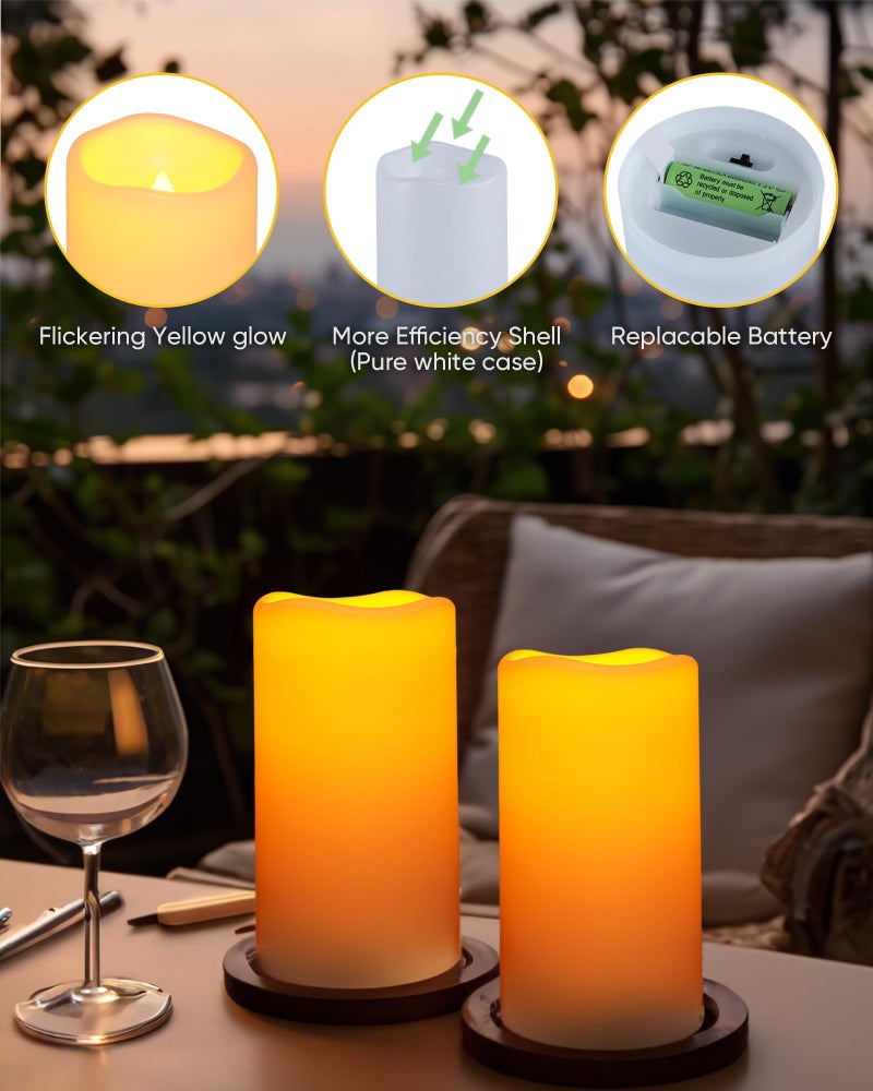 Homemory Solar Candles Outdoor Waterproof, 3"x6" Rechargeable Solar Powered Lights, Flameless Flickering Dusk to Dawn Sensor Outdoor Pillar Candles for Halloween, Lanterns, Garden, Patio, Porch - Image 5