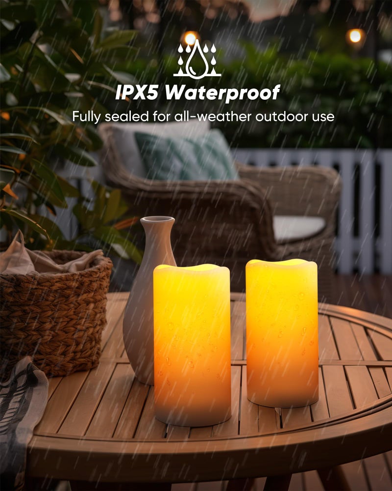 Homemory Solar Candles Outdoor Waterproof, 3"x6" Rechargeable Solar Powered Lights, Flameless Flickering Dusk to Dawn Sensor Outdoor Pillar Candles for Halloween, Lanterns, Garden, Patio, Porch - Image 3