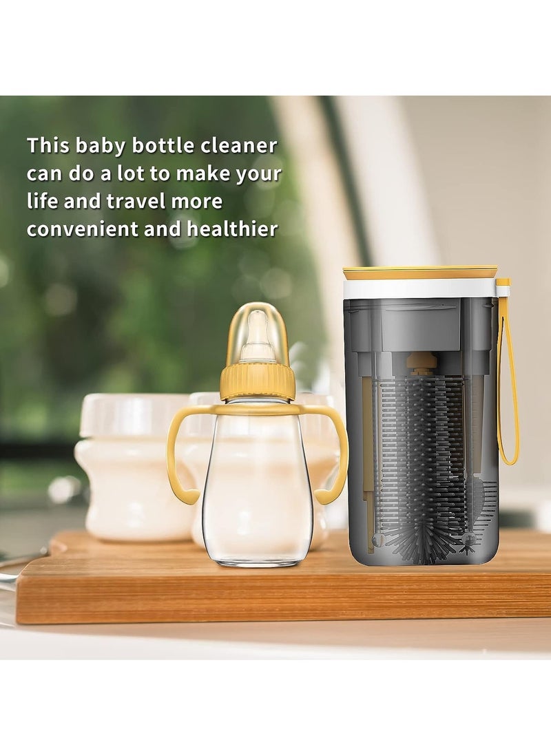 مجموعة فرشاة زجاجة السفر لزجاجات الأطفال مع فرشاة تنظيف الزجاجات وحامل التجفيف هدية للأمهات الجدد مناسبة للسفر والمنزل أساسيات السفر للأمهات فرشاة القش - Image 5