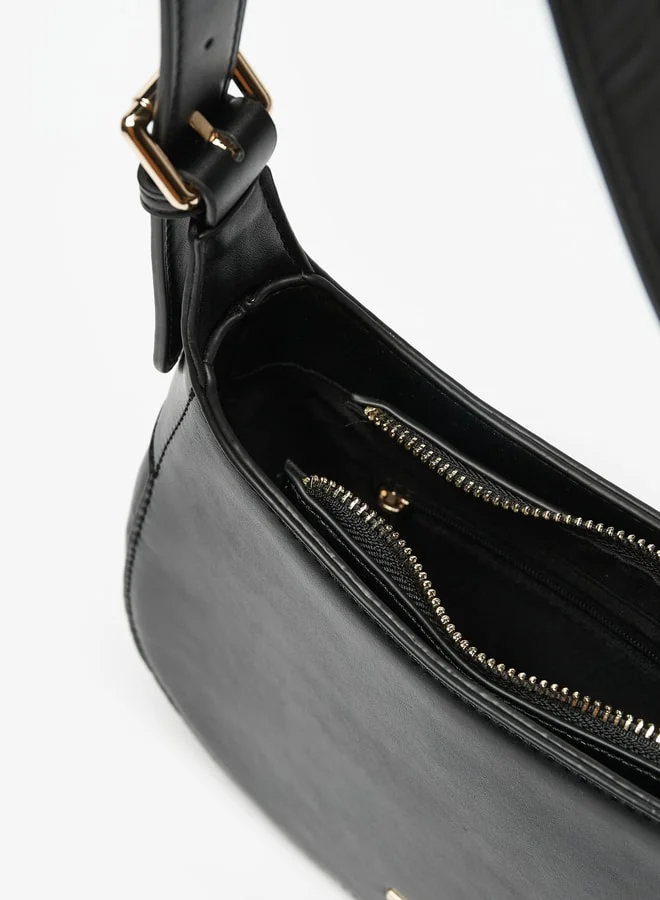 Flora Bella By Shoexpress Solid Shoulder Bag with Adjustable Handle and Zip Closure