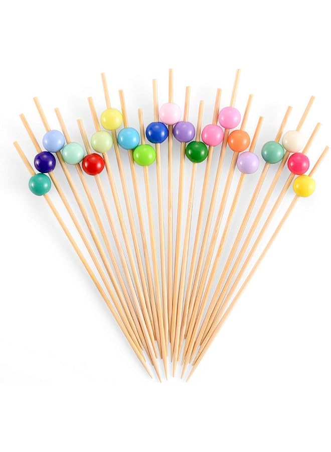 S-TOP Cocktail Picks Bamboo Toothpicks Sticks 100PCS Assorted Color Sent for Decorative Party Appetizers Drink Fruit Sandwich Picks - Image 1