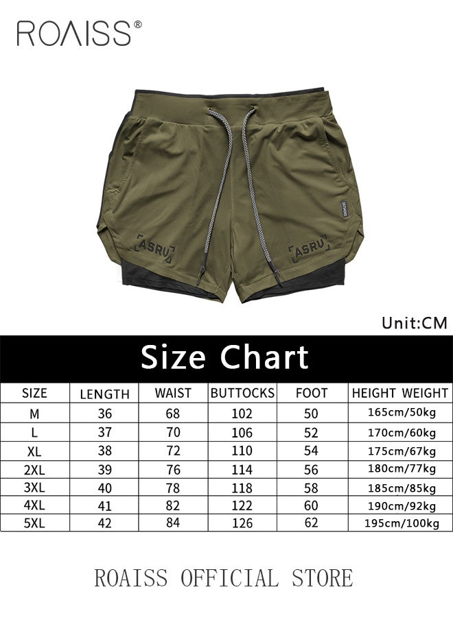 Men Functional Sports Fitness Pants Double Layer Skin Friendly Fabric Breathable Wear Resistant Quick Drying Material Training Pants Lined with Pockets