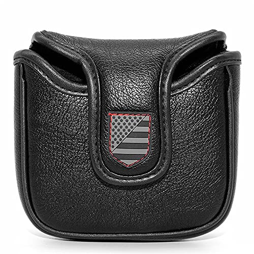 Barudan Golf Magnetic Square Mallet Putter Cover Headcover,Club Head Cover Protective Case Black,Patriotic USA (Black-red Stitching) - Image 4
