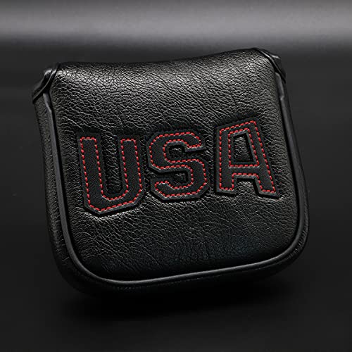 Barudan Golf Magnetic Square Mallet Putter Cover Headcover,Club Head Cover Protective Case Black,Patriotic USA (Black-red Stitching) - Image 5