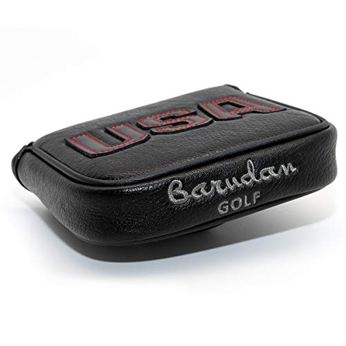 Barudan Golf Magnetic Square Mallet Putter Cover Headcover,Club Head Cover Protective Case Black,Patriotic USA (Black-red Stitching) - Image 2