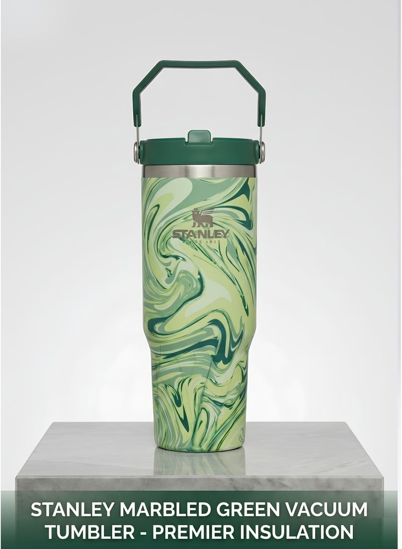 Stanley IceFlow 2.0 Fast Flow 30 oz Insulated Stainless Steel Tumbler with Handle – Leakproof BPA-Free Water Bottle with Twist-On Angled Spout Lid, Marbal Green - Image 1