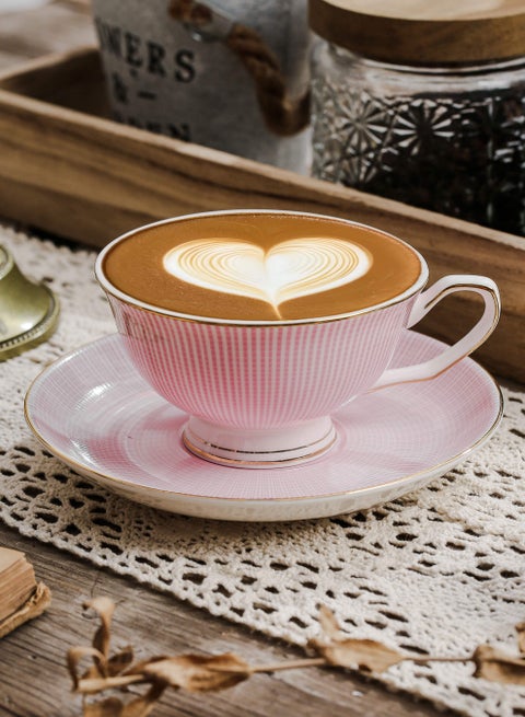 Ceramic coffee cup,  Latte coffee cup，Cappuccino coffee cup，Cup and Saucer Set Suitable for Home Office Restaurant Gifts Garden Party Home Afternoon Tea Set Ceramic Milk Tea Cup Water Cup