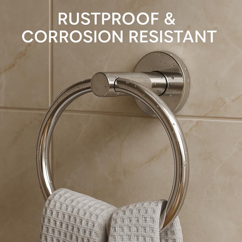 SBD Deluxe Stainless Steel 202 Towel Ring | Napkin Holder | Towel Hanger | Towel Ring for Bathroom Chrome Finish - Image 3