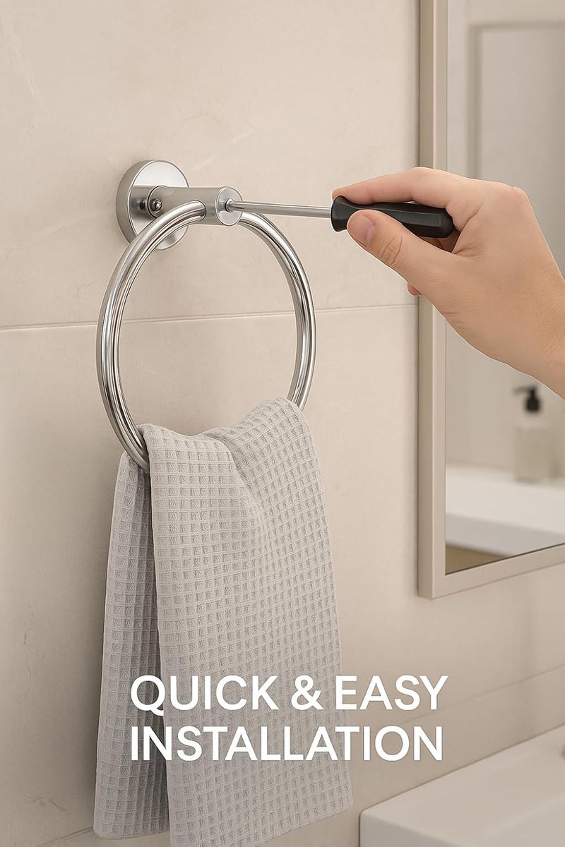 SBD Deluxe Stainless Steel 202 Towel Ring | Napkin Holder | Towel Hanger | Towel Ring for Bathroom Chrome Finish - Image 5