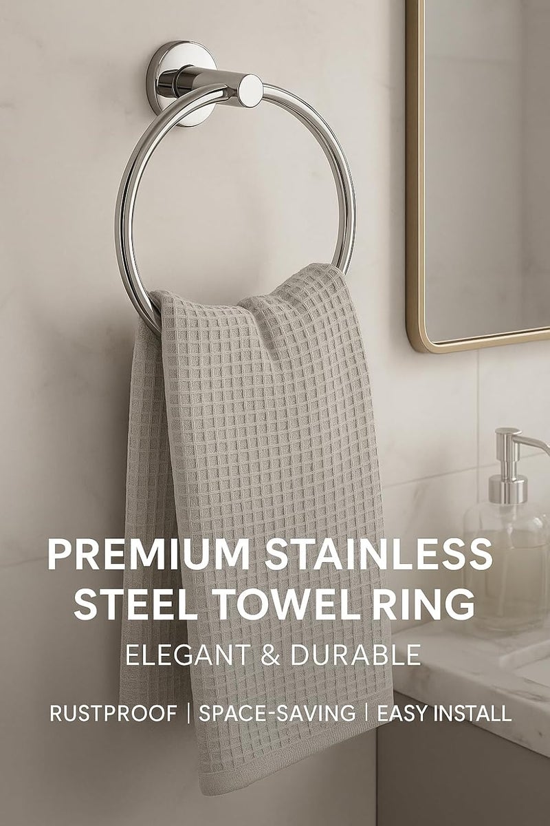SBD Deluxe Stainless Steel 202 Towel Ring | Napkin Holder | Towel Hanger | Towel Ring for Bathroom Chrome Finish - Image 2