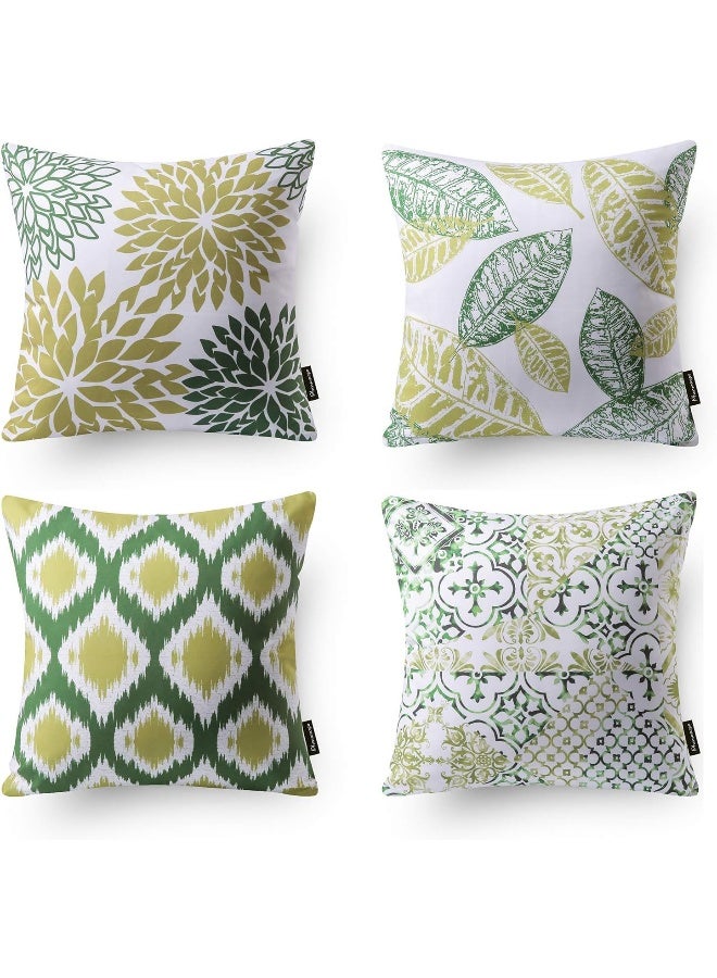 Phantoscope Phantoscope Set of 4 New Living Series Leaf Geometric Green Throw Decorative Pillow Cover Cushion Cover 18 x 18 inches 45 x 45 cm  - Image 2