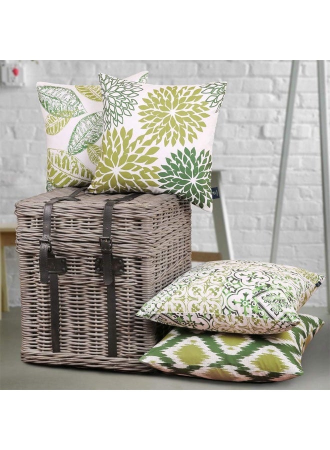 Phantoscope Phantoscope Set of 4 New Living Series Leaf Geometric Green Throw Decorative Pillow Cover Cushion Cover 18 x 18 inches 45 x 45 cm  - Image 4