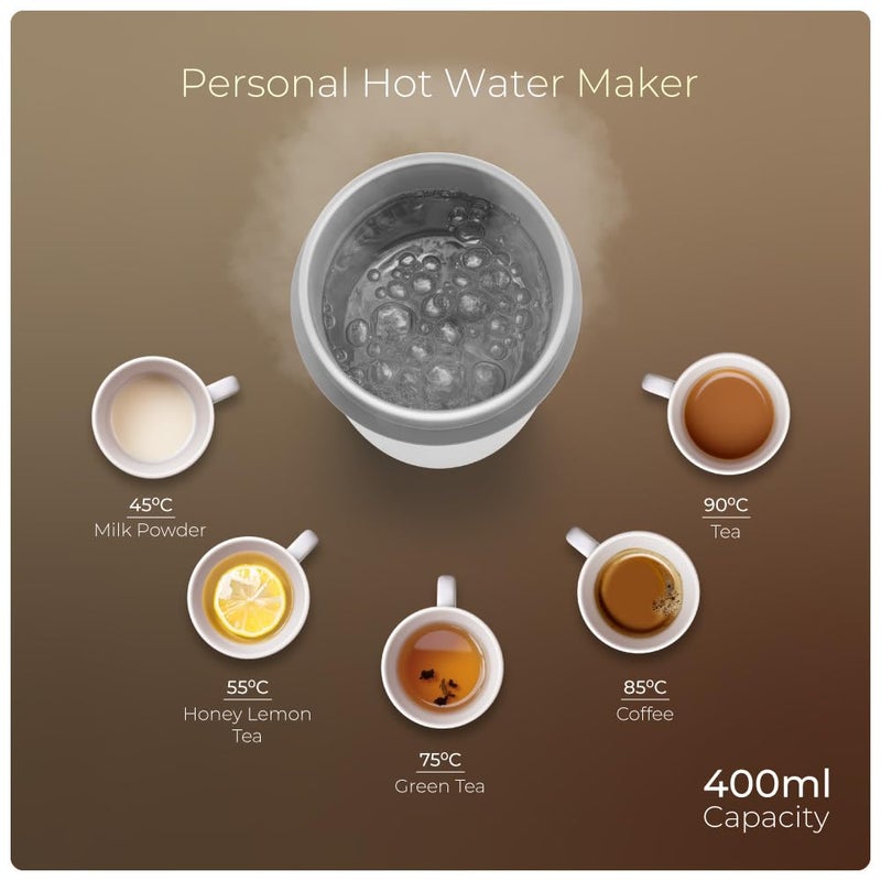 Xech غلاية كهربائية صغيرة مع تحكم في درجة الحرارة 400 مل غلايات محمولة ميني لغلي الماء الساخن 300 واط زجاجة كهربائية للشاي والقهوة بدون حليب هدية عيد ميلاد للأخت والأخ (هايدروبويل الرقمية) - Image 2