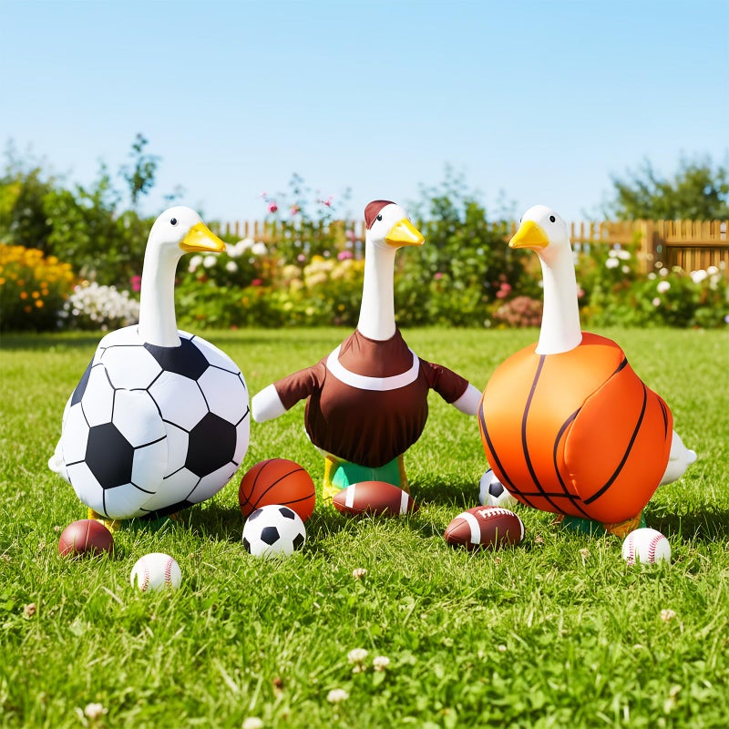 Abbylike 4 Set Football Porch Goose Outfit Lawn Baseball Goose Costume Rugby Basketball Porch Game Day Clothes for 23" H Statue Patio Yard Bowl Party Celebrations Decor - Image 4