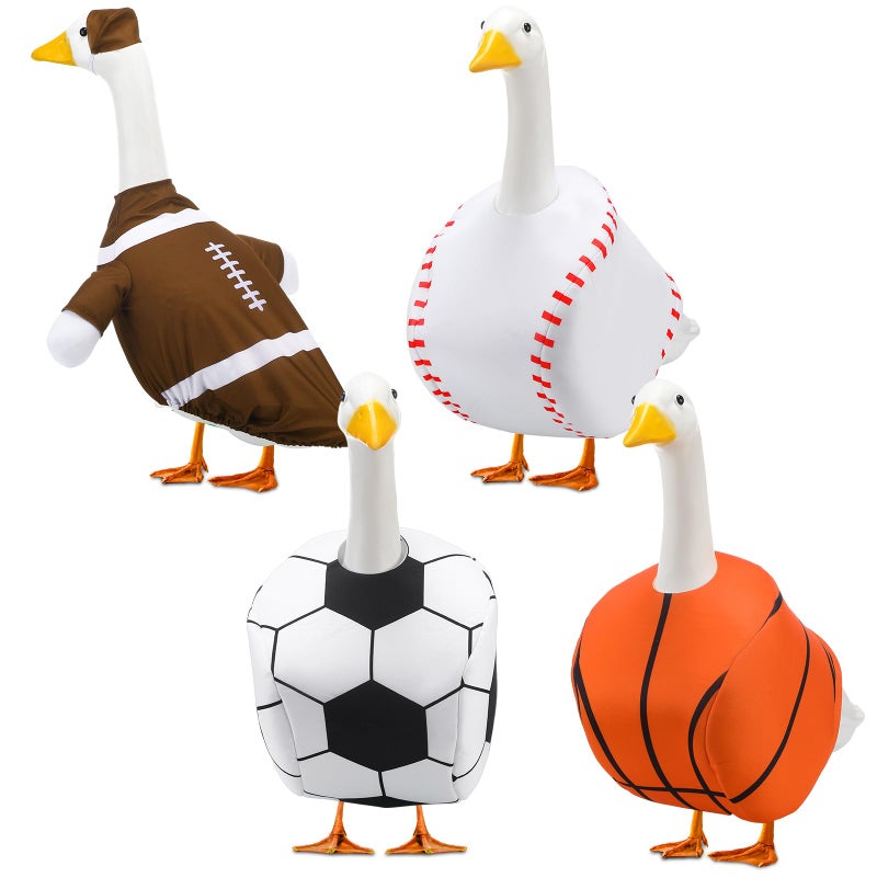 Abbylike 4 Set Football Porch Goose Outfit Lawn Baseball Goose Costume Rugby Basketball Porch Game Day Clothes for 23" H Statue Patio Yard Bowl Party Celebrations Decor - Image 1
