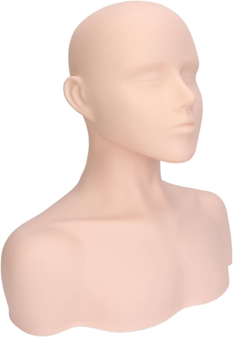 PVC Lifelike Mannequin with Shoulder for Makeup, Wig, and Eyelash Practice, Versatile Use for Beauty Training and Product Display - Image 1