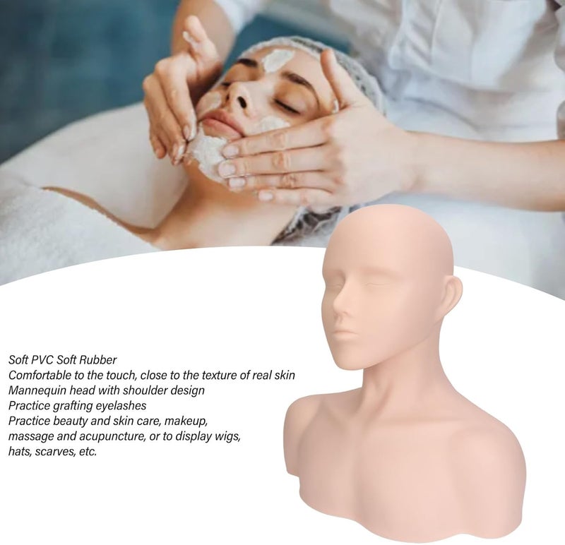 PVC Lifelike Mannequin with Shoulder for Makeup, Wig, and Eyelash Practice, Versatile Use for Beauty Training and Product Display - Image 2