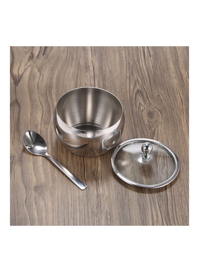 NIBEMINENT Stainless Steel Sugar Bowl with Spoon multicolour 0.21kg - Image 2