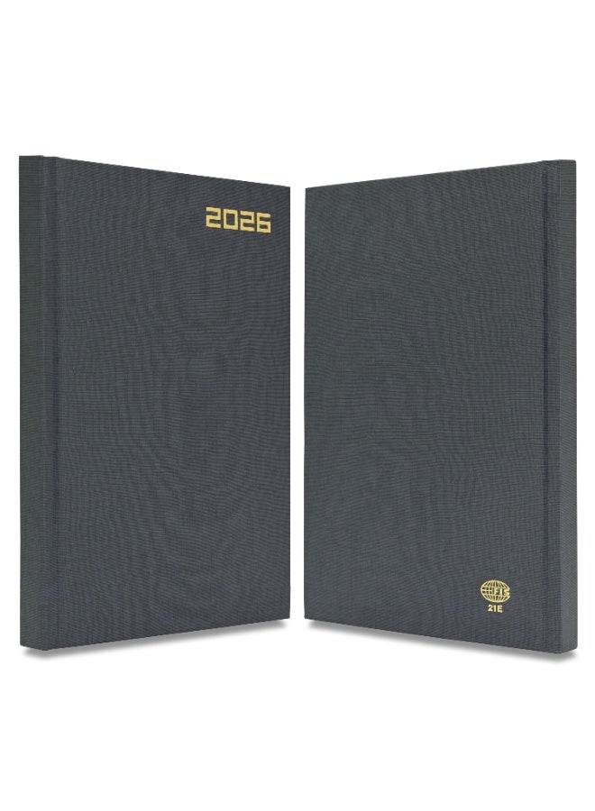 FIS 2026 Diary, A5 Size Diary(148x210mm), Hard Cover Vinyl Materials, English, 60gsm White Paper, Grey Color-FSDI21E26GY - Image 3
