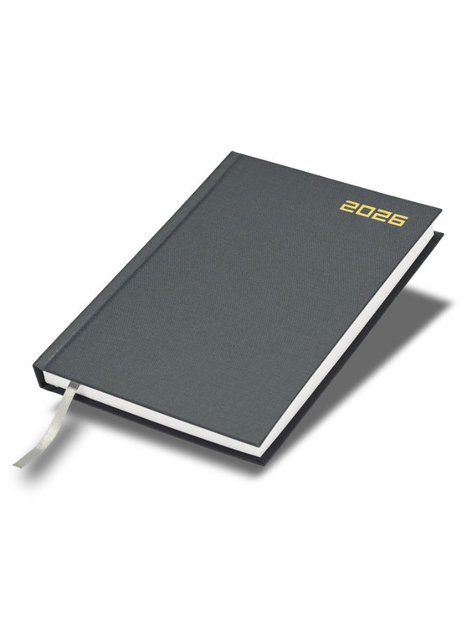 FIS 2026 Diary, A5 Size Diary(148x210mm), Hard Cover Vinyl Materials, English, 60gsm White Paper, Grey Color-FSDI21E26GY - Image 1