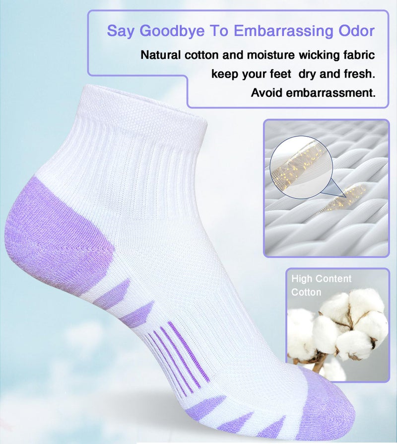 Heyoboy Womens Ankle Anti-blister Thick Cushioned Cotton Wicking Hiking Athletic Running Socks 5 Pairs - Image 5