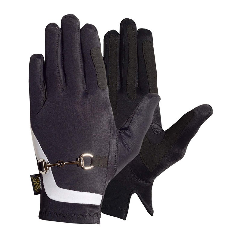 AK SPOFIT AK Horse Riding Gloves Equestrian Ladies Gloves with Bit Chain Running Gloves AKRS6119 BlackSilver 2XS - Image 2