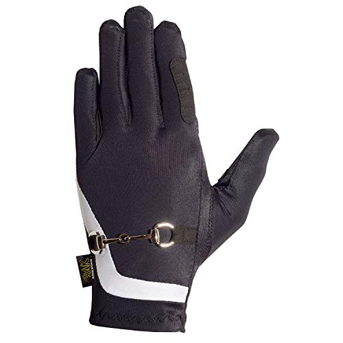 AK SPOFIT AK Horse Riding Gloves Equestrian Ladies Gloves with Bit Chain Running Gloves AKRS6119 BlackSilver 2XS - Image 3