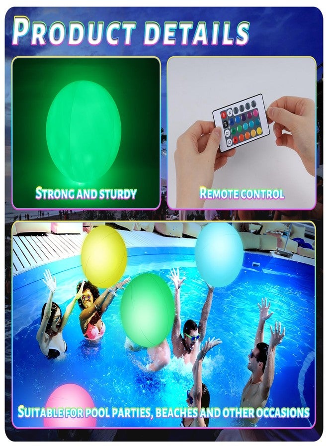 3 otters 4PCS Light Up Beach Balls, 12" Glow Pool Balls with Remote Control LED for Summer Parties Pool Decorations - Image 3