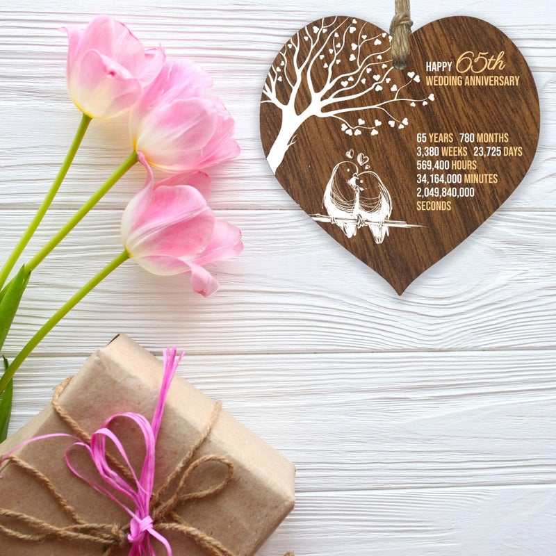 Stuff4 65th Wedding Anniversary Wooden Heart Plaque  Dark Wood Sign Keepsake  Celebrate Blue Sapphire Anniversary Wife Husband Boyfriend Girlfriend Mom Dad  Plaque with Quotes Gifts from the Kids - Image 5