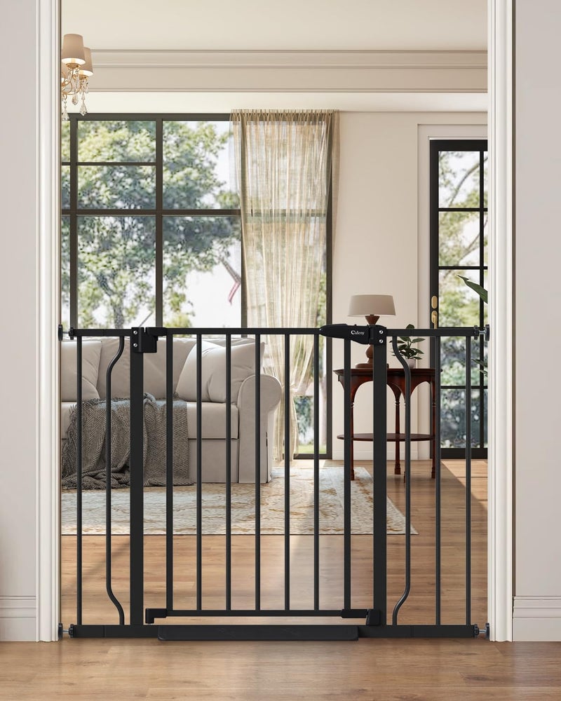 Cideny 29"-40" Baby Gate for Stairs, Auto Close Stroller Friendly Dog Gate Indoor for Doorways, Pressure Mounted Baby Gate, Easy Walk Through Gate for Children & Pets, Black - Image 1