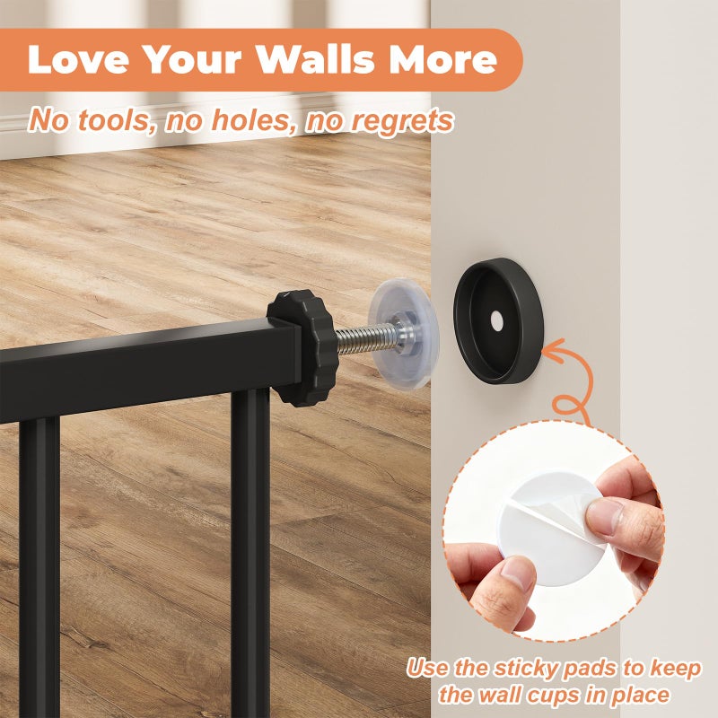 Cideny 29"-40" Baby Gate for Stairs, Auto Close Stroller Friendly Dog Gate Indoor for Doorways, Pressure Mounted Baby Gate, Easy Walk Through Gate for Children & Pets, Black - Image 4
