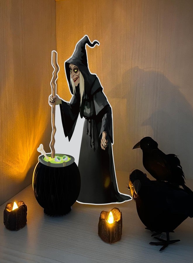 UNIIDECO 2PCS Halloween Centerpieces for Tables, Witch Cauldron Centerpiece Table Decorations Honeycomb Table Centerpieces for Halloween Party Decorations Vintage Spooky Birthday Supplies - Image 3