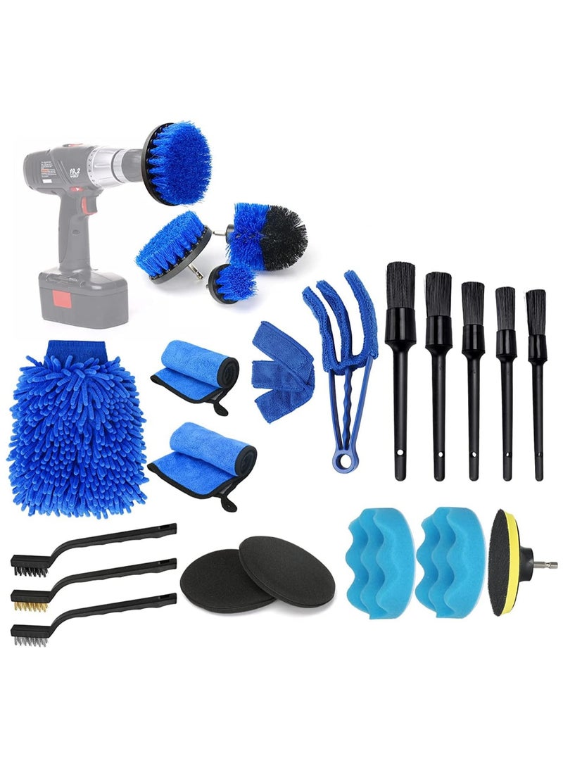 Generic 22pcs Car Cleaning Kit Car Detailing Kit Detailing Brush Set Car Wash Kit Auto Detailing Drill Brush Set Car Detailing Brushes for Cleaning Wheels Dashboard Interior Exterior Leather Air Vents Emblems - Image 1