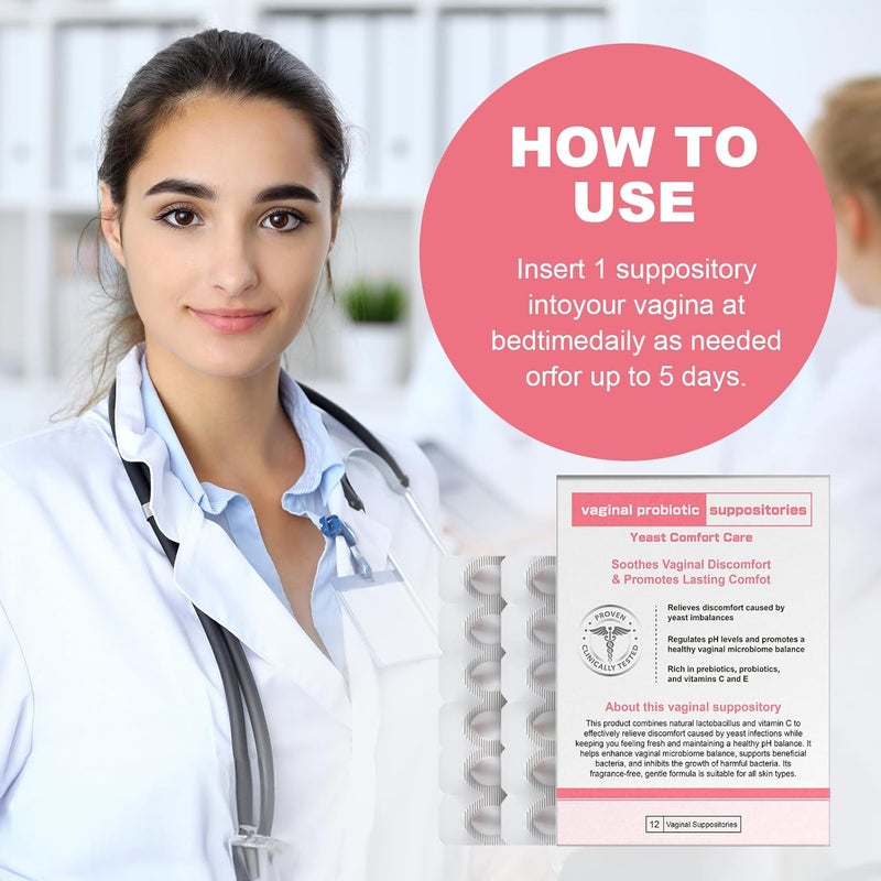 Nahid تحاميل ناهيد البروبيوتيك المهبلية حمض الهيالورونيك مرطبات مهبلية توازن الرقم الهيدروجيني لاستعادة رائحة مهبلية صحية راحة من الخميرة 12 تحاميل - Image 4