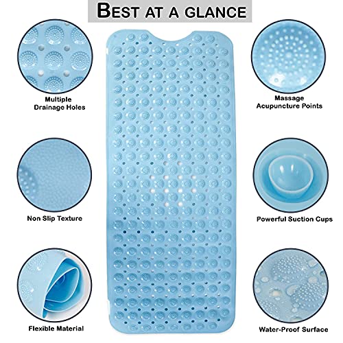VHKD PVC Bathroom mat Anti Slip Rectangle (Blue 100x40) - Image 2