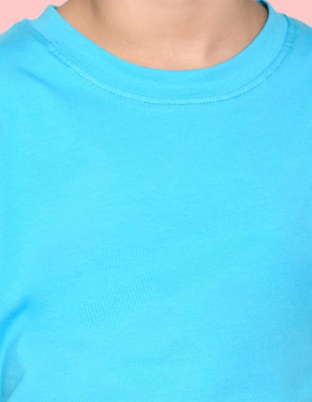 Nusyl Boys Solid Short Sleeves Cotton T-Shirt | Round Neck | Half Sleeve | Plain-Regular Fit | Group 2 Sky Blue - Image 3