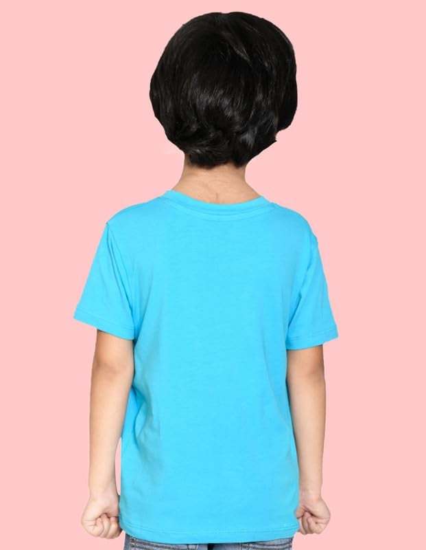 Nusyl Boys Solid Short Sleeves Cotton T-Shirt | Round Neck | Half Sleeve | Plain-Regular Fit | Group 2 Sky Blue - Image 2
