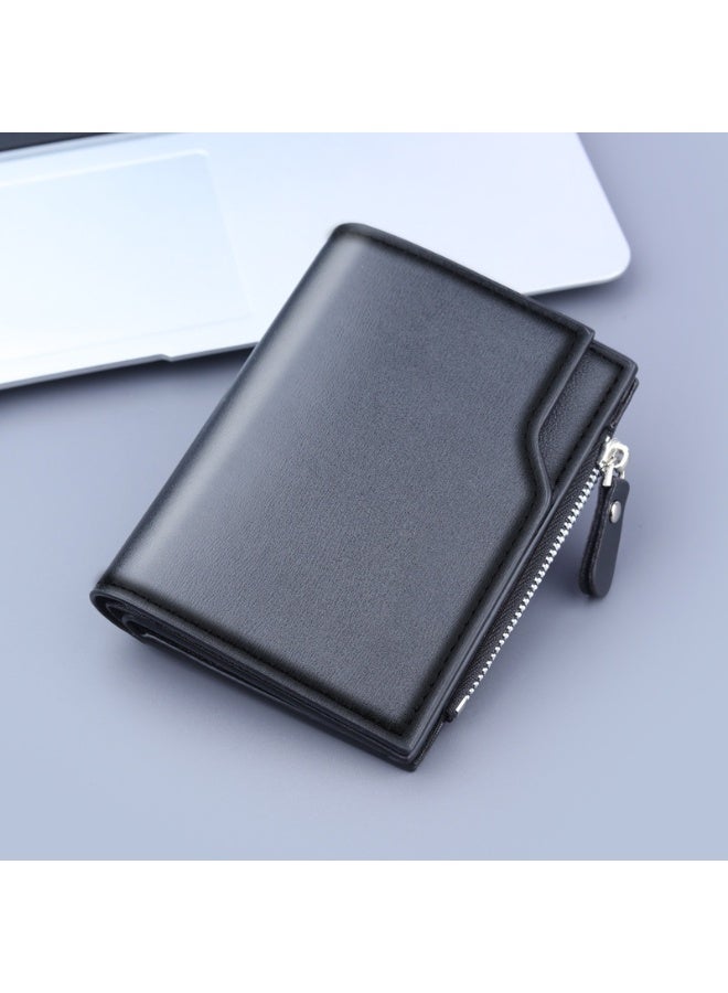 محفظة، حامل بطاقات، محفظة متعددة الوظائف بثلاثة طيات، 13 جيبًا لبطاقات الائتمان مع جيب بسحاب للعملات المعدنية ونافذة لبطاقة الهوية، محفظة عملات معدنية بتصميم بسيط - Image 3