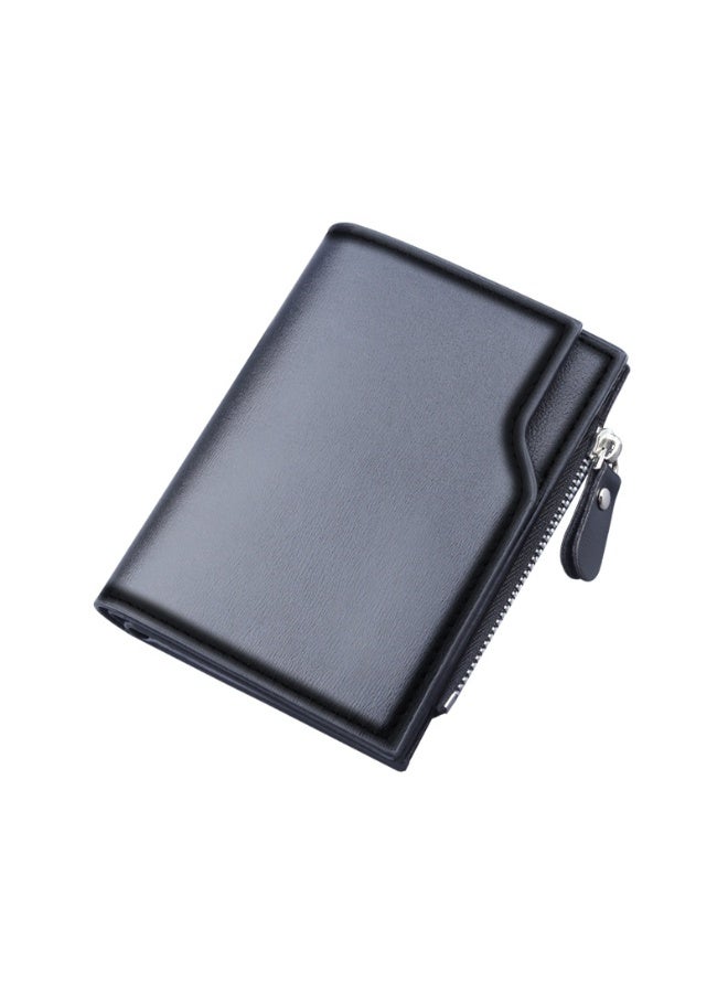 محفظة، حامل بطاقات، محفظة متعددة الوظائف بثلاثة طيات، 13 جيبًا لبطاقات الائتمان مع جيب بسحاب للعملات المعدنية ونافذة لبطاقة الهوية، محفظة عملات معدنية بتصميم بسيط - Image 1