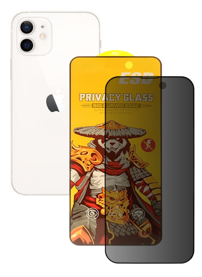 ESD Tempered Dustproof Privacy Glass Screen Protector Compatible For iPhone 12 - Image 1