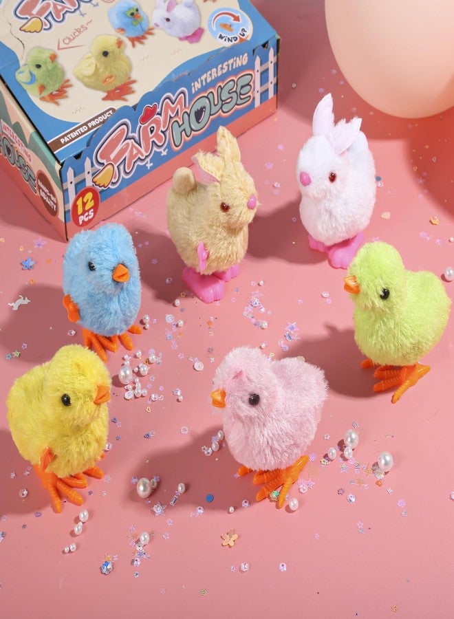 Auvitaya Easter Wind Up Chicken Toys, 4pcs Cute Plush Jumping Bunny Toy Hopping Animals Clockwork Windup Rabbit for Kids Birthday Gift Party Favors Christmas Goody Bag Fillers Prizes Treasure Box - Image 2