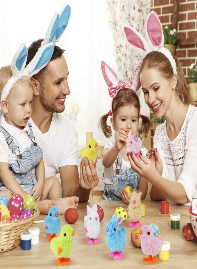 Auvitaya Easter Wind Up Chicken Toys, 4pcs Cute Plush Jumping Bunny Toy Hopping Animals Clockwork Windup Rabbit for Kids Birthday Gift Party Favors Christmas Goody Bag Fillers Prizes Treasure Box - Image 4