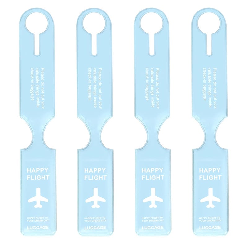 SNDIA 4 حزمة علامات الأمتعة PVC ملصقات الأمتعة للحقائب مع أسماء وعناوين وأرقام هواتف ملصقات علامة السفر لهوية الأمتعة - أزرق سماوي - Image 1