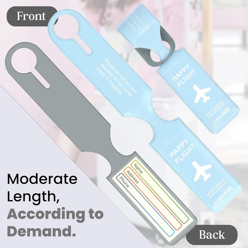 SNDIA 4 حزمة علامات الأمتعة PVC ملصقات الأمتعة للحقائب مع أسماء وعناوين وأرقام هواتف ملصقات علامة السفر لهوية الأمتعة - أزرق سماوي - Image 3