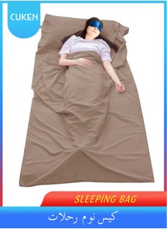 Cuken 115x210cm Sleeping Bag Liner with Storage Bag, Camping Travel Home Bed Sheet, Lightweight Breathable Hotel Compact Sacks (Brown)  - Image 1