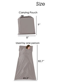 Cuken 115x210cm Sleeping Bag Liner with Storage Bag, Camping Travel Home Bed Sheet, Lightweight Breathable Hotel Compact Sacks (Brown)  - Image 2