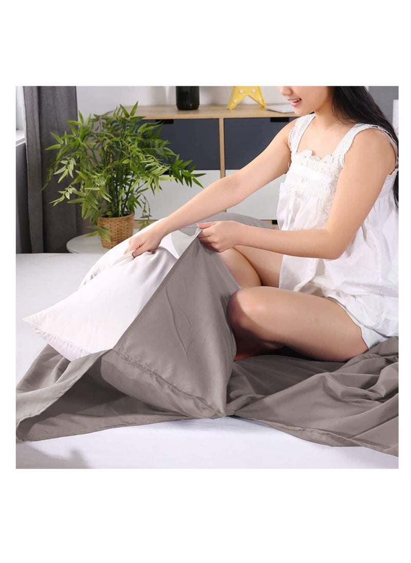 Cuken 115x210cm Sleeping Bag Liner with Storage Bag, Camping Travel Home Bed Sheet, Lightweight Breathable Hotel Compact Sacks (Brown)  - Image 3