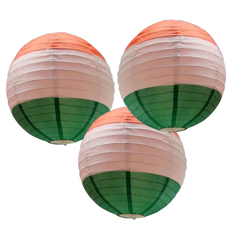 Atpata Funky Republic DayIndependence Day Tri Colour Tiranga Paper Lanterns Set of 3pcs - Image 1