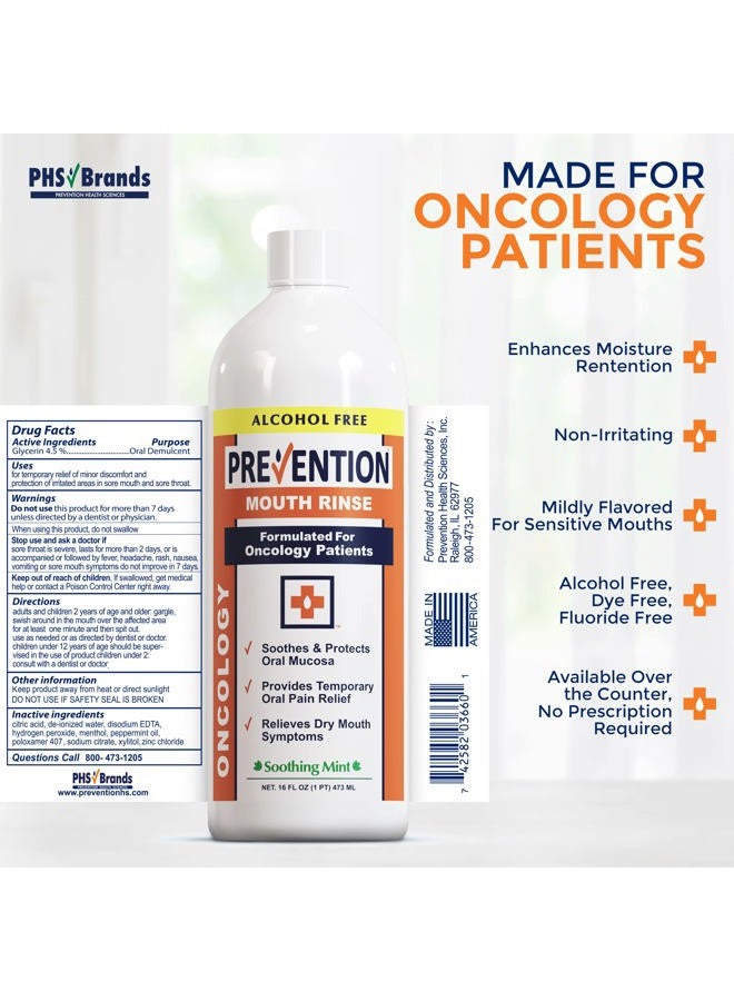 PHS Brands Prevention Oncology Alcohol Free Mouthwash, Soothing, Gentle, & Moisturizing, Mouthsore and Dry Mouth Mouthwash Specially Formulated for Patients Undergoing Oncology Treatment - 16 oz, Value 2-Pack - Image 2